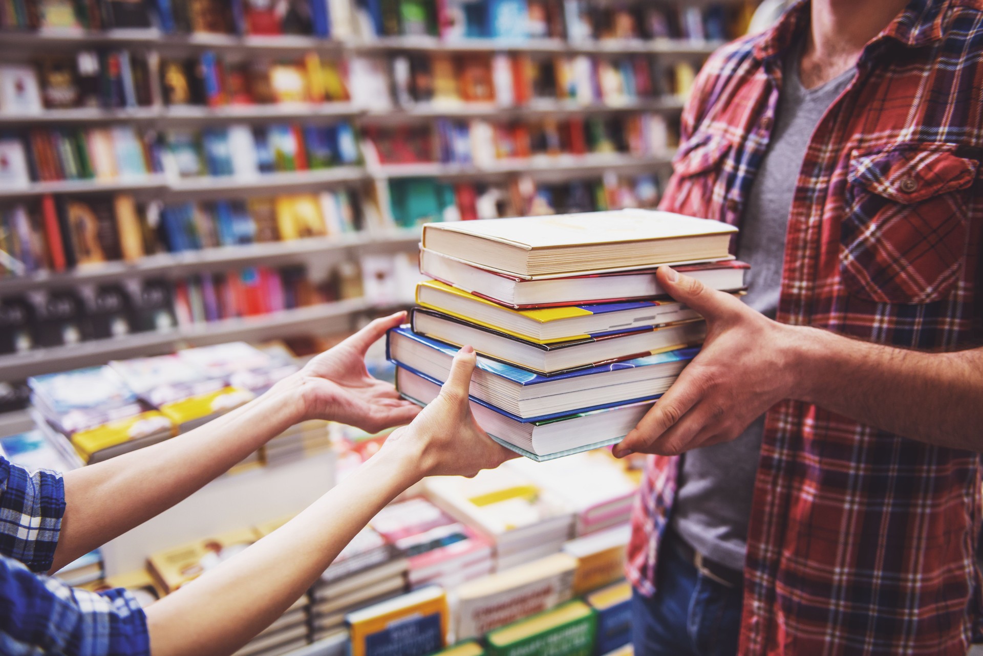 Young people at the book shop